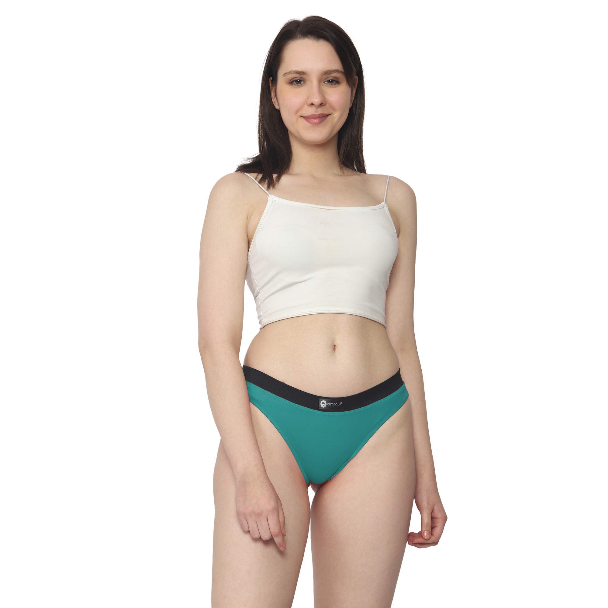 Intimantic Mid Rise Soft Cotton Bikini Panty Sea Green 95% Cotton 5% Spandex  – Intimantic