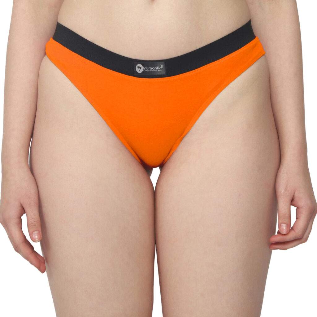 Intimantic Mid Rise Soft Cotton Bikini Panty Orange 95 Cotton 5 Spandex Intimantic 6832