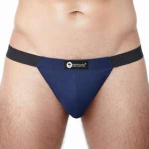 Intimantic Men Solid Tanga Brief 95% Cotton 5% Spandex Navy Blue